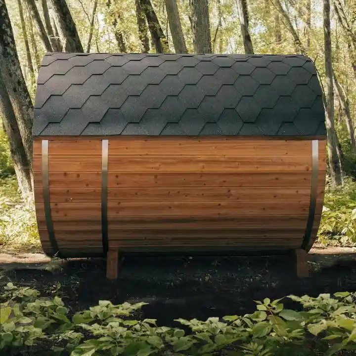 10FT Thermo Hemlock Barrel Sauna - with porch (6-8 Person)