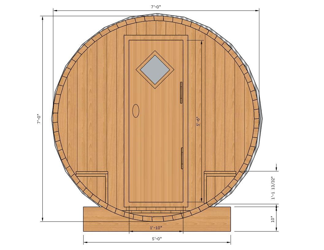 8' x 7' Barrel Sauna <br>(6-8 Person)