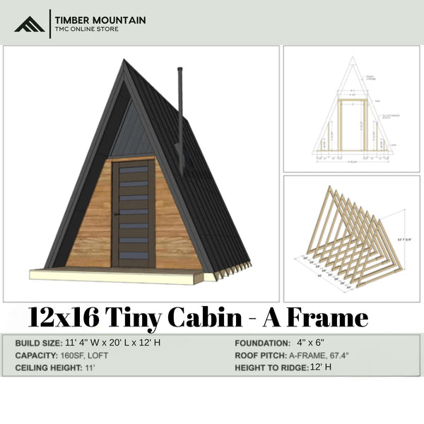 12ft x 16ft A- Frame Tiny Cabin - Skidded
