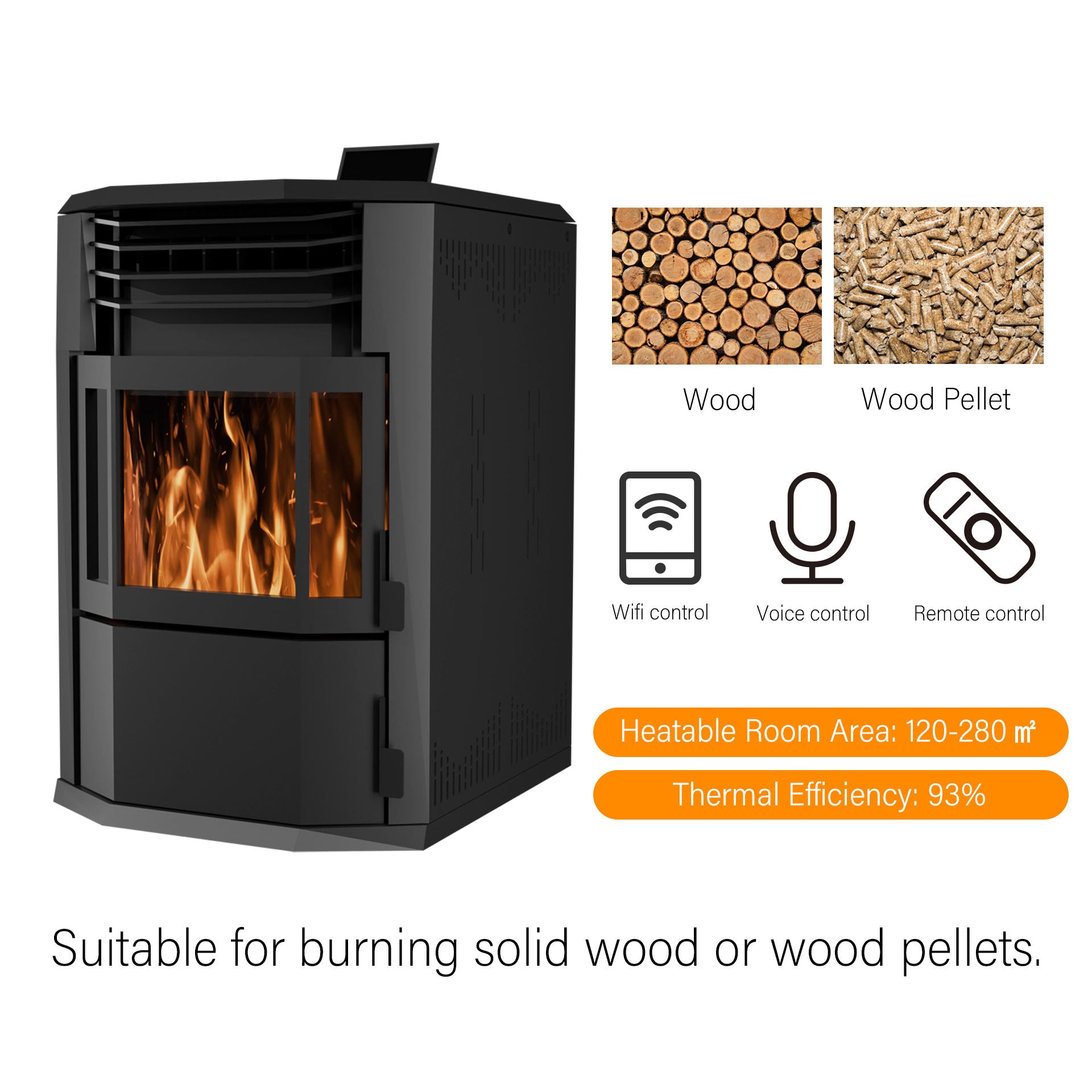 10kW Freestanding Biomass Pellet Stove