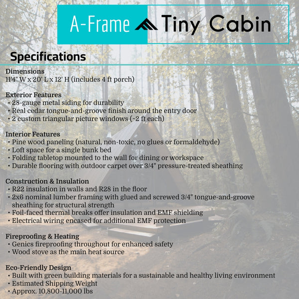 12ft x 20ft A- Frame Tiny Cabin - Skidded