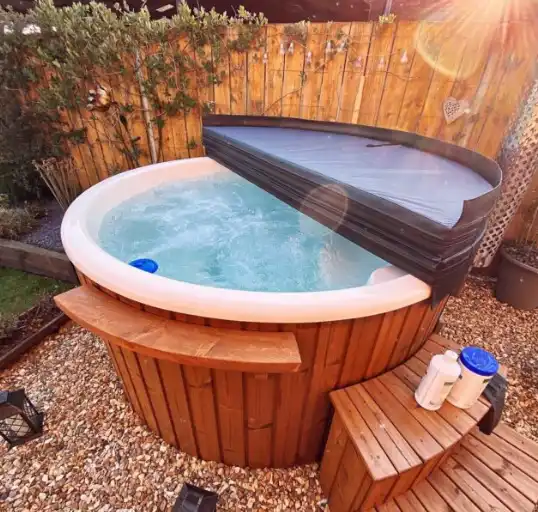 Wood Fired Hot Tub with Liner