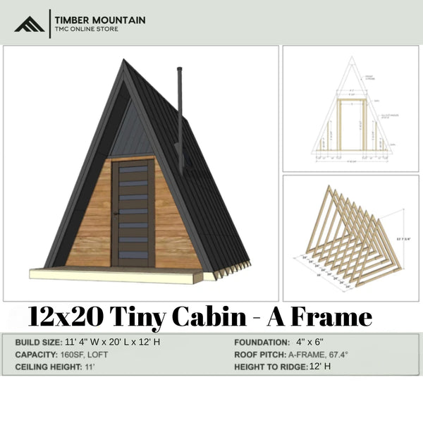 12ft x 20ft A- Frame Tiny Cabin - Skidded
