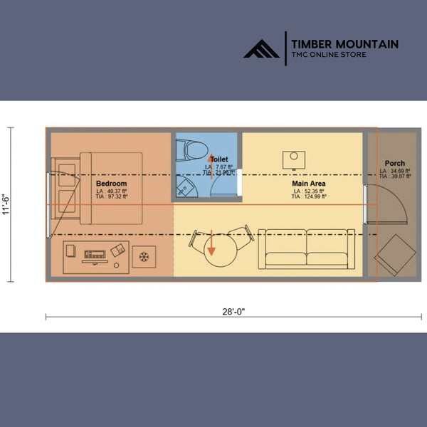 12ft x 28ft A- Frame Tiny Cabin - Skidded
