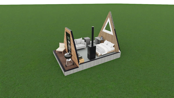 12ft x 16ft A- Frame Tiny Cabin - Skidded