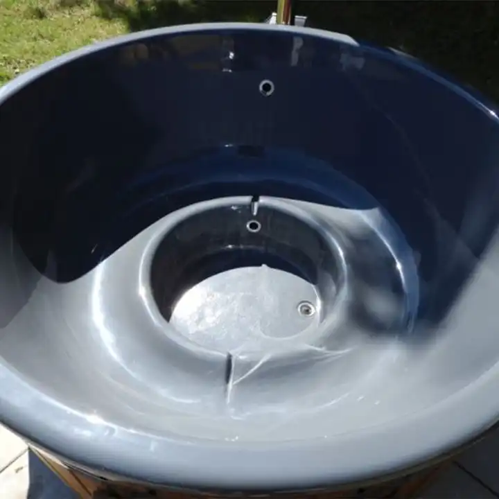 Canadian Red Cedar Round Wood Fired Hot Tub Fibreglass Outdoor SPA Tubs