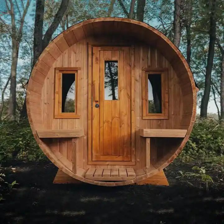 8FT Red Cedar Barrel Sauna - with porch (4-6 Person)