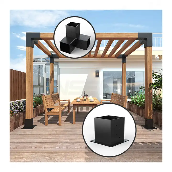 Premium Pergola Bracket Kit - (x4) 3 Arm and (x4) Post Base Brackets
