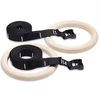 Adjustable Wooden Gymnastics Rings with Heavy-Duty Straps for Strength Training