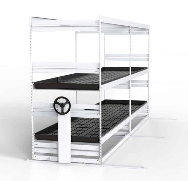 Vertical Hydroponic Growing System with Rolling Bench