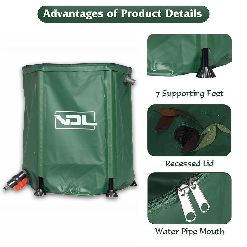 500L Green PVC Collapsible Rain Collection Barre