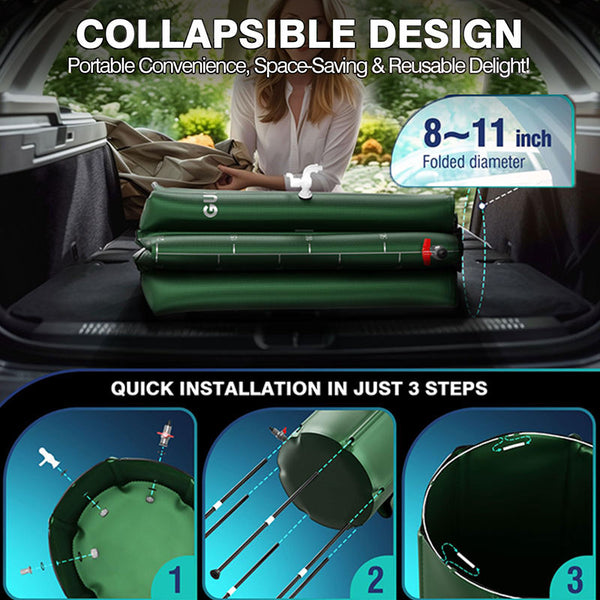 500L Green PVC Collapsible Rain Collection Barre