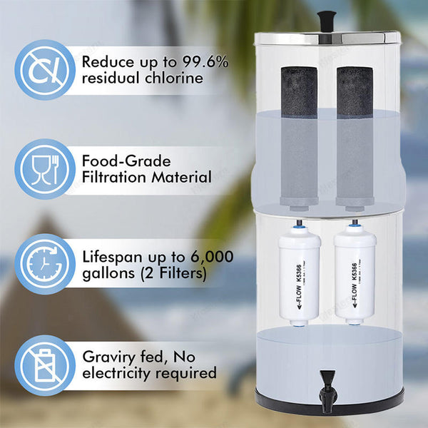 Gravity-Fed Stainless Steel Water Purifier