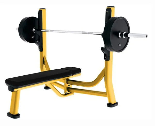 Commercial Flat Bench Press with Integrated Bar Supports