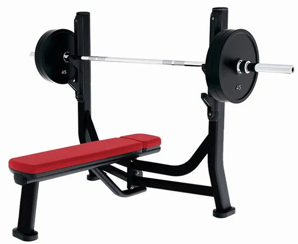 Commercial Flat Bench Press with Integrated Bar Supports