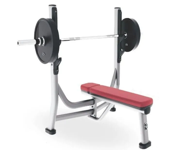 Commercial Flat Bench Press with Integrated Bar Supports