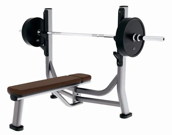 Commercial Flat Bench Press with Integrated Bar Supports