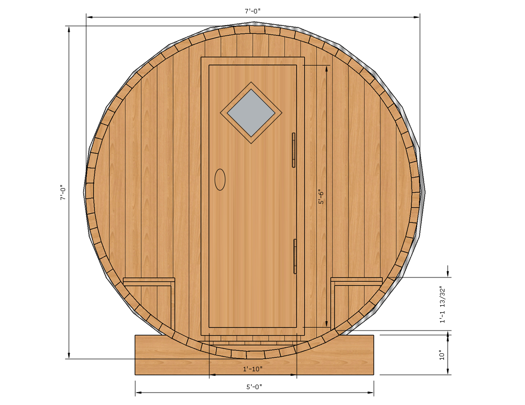 10' x 7' Barrel Sauna <br>(8-10 Person)